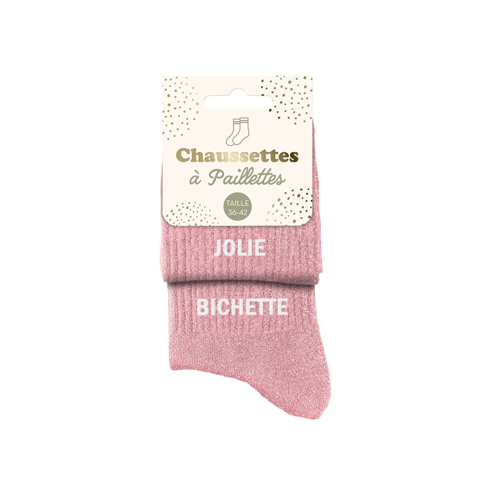 CHAUSSETTES DUO MESSAGES A PAILLETTES