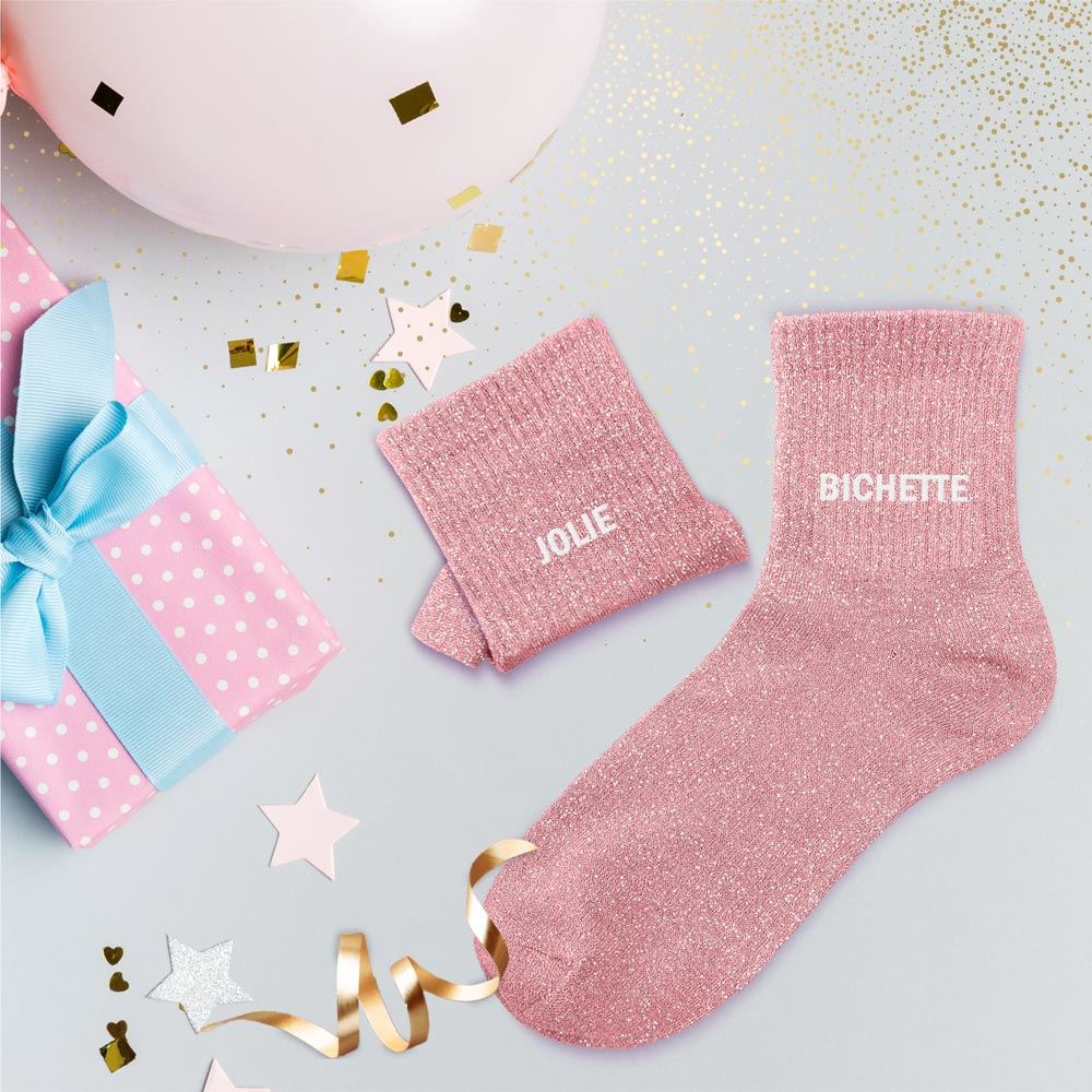 CHAUSSETTES DUO MESSAGES A PAILLETTES