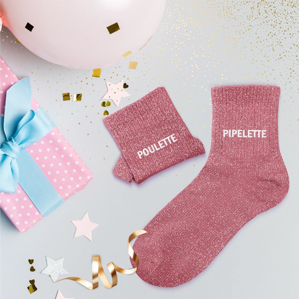 CHAUSSETTES DUO MESSAGES A PAILLETTES