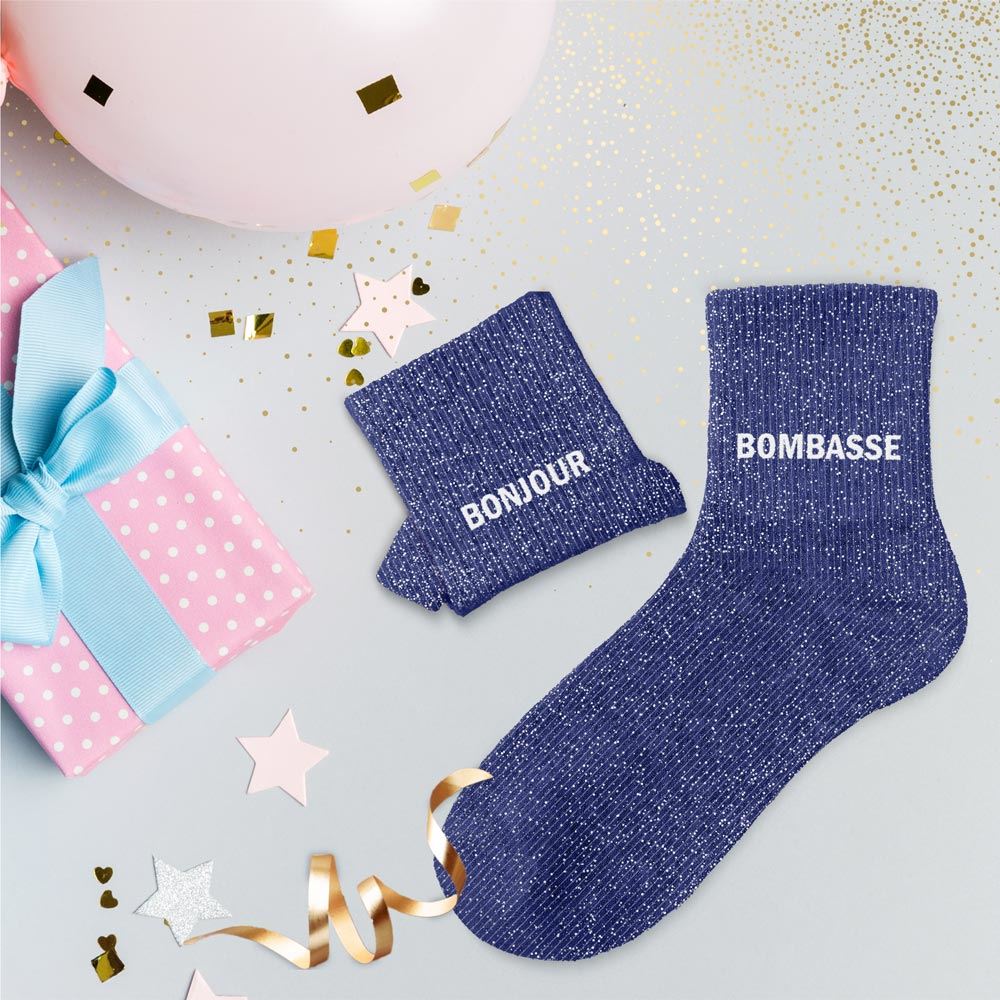 CHAUSSETTES DUO MESSAGES A PAILLETTES