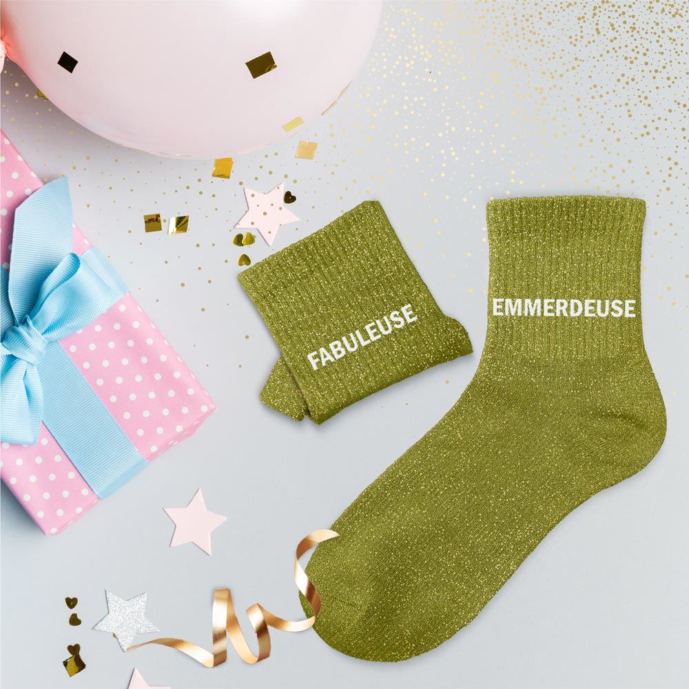 CHAUSSETTES DUO MESSAGES A PAILLETTES