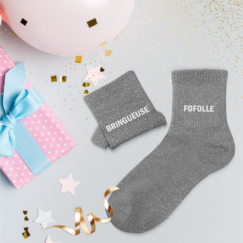 CHAUSSETTES DUO MESSAGES A PAILLETTES