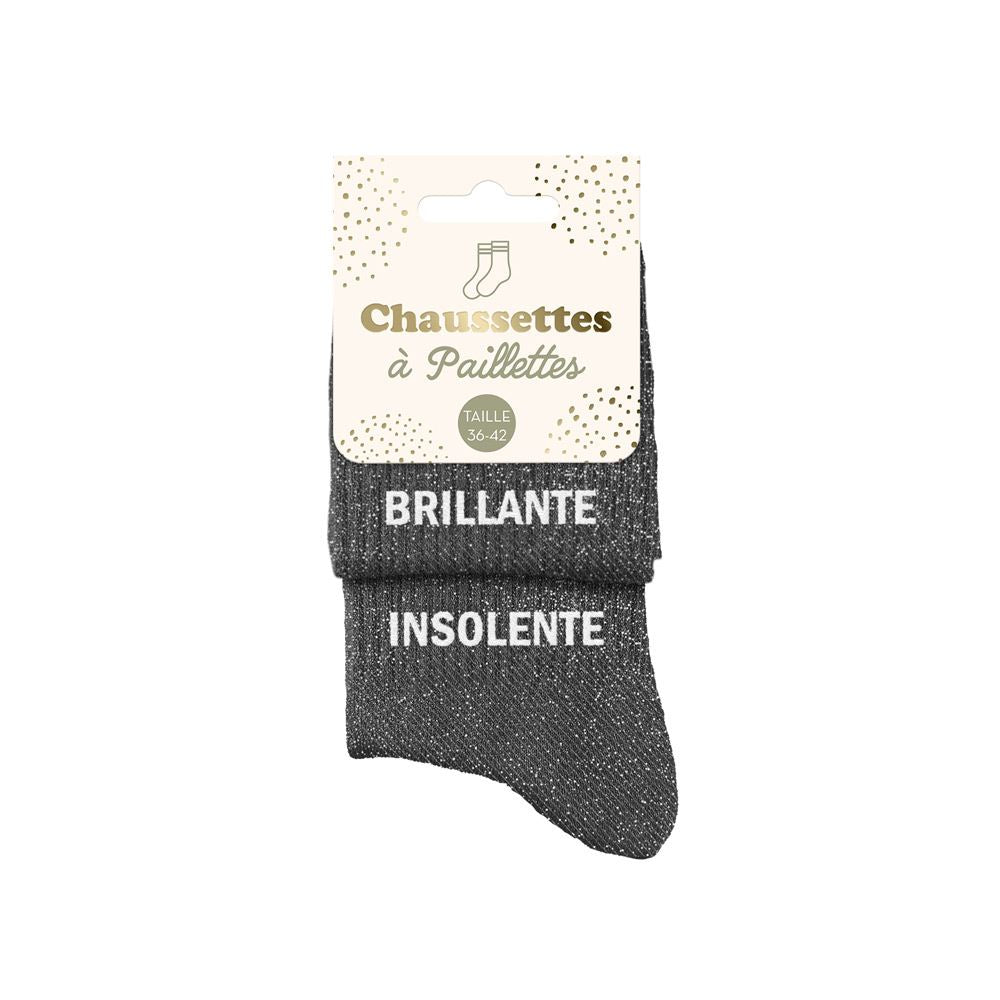 CHAUSSETTES DUO MESSAGES A PAILLETTES