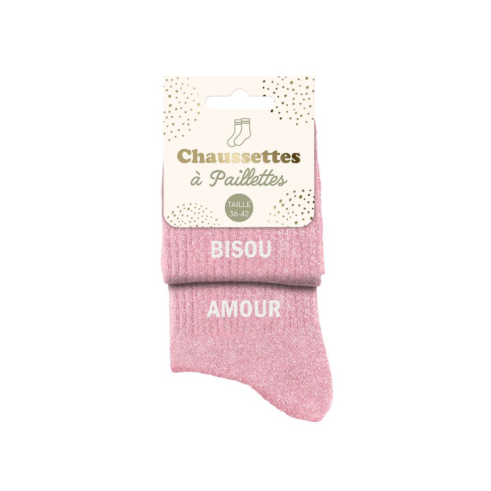 CHAUSSETTES DUO MESSAGES A PAILLETTES
