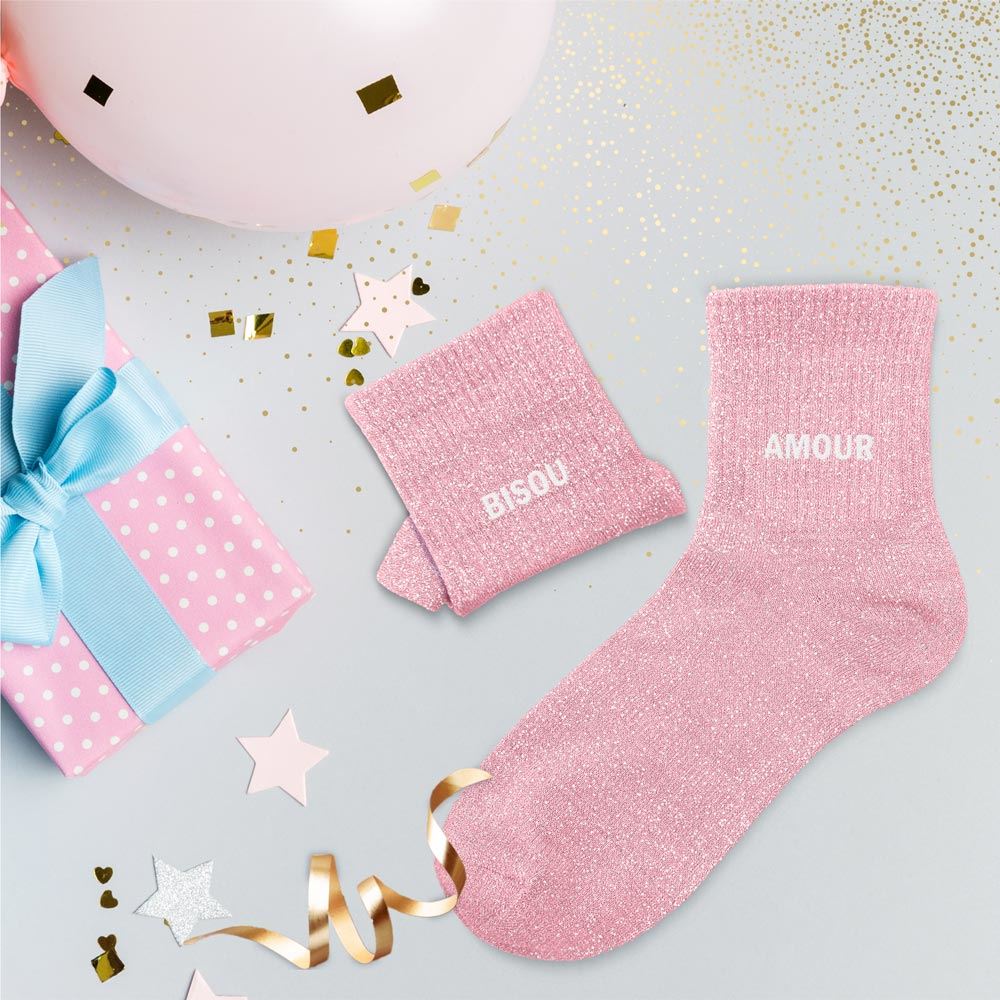 CHAUSSETTES DUO MESSAGES A PAILLETTES