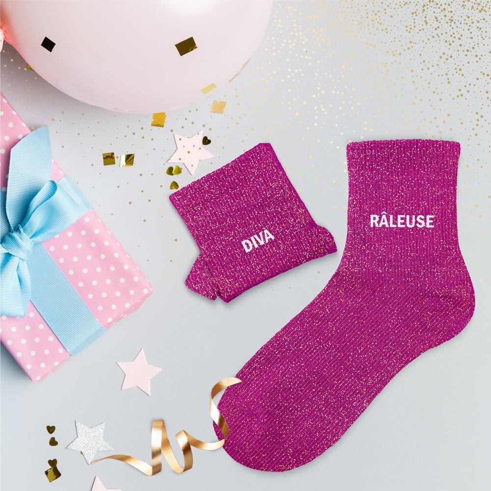 CHAUSSETTES DUO MESSAGES A PAILLETTES