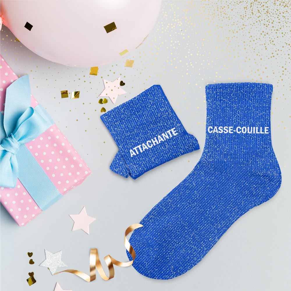 CHAUSSETTES DUO MESSAGES A PAILLETTES