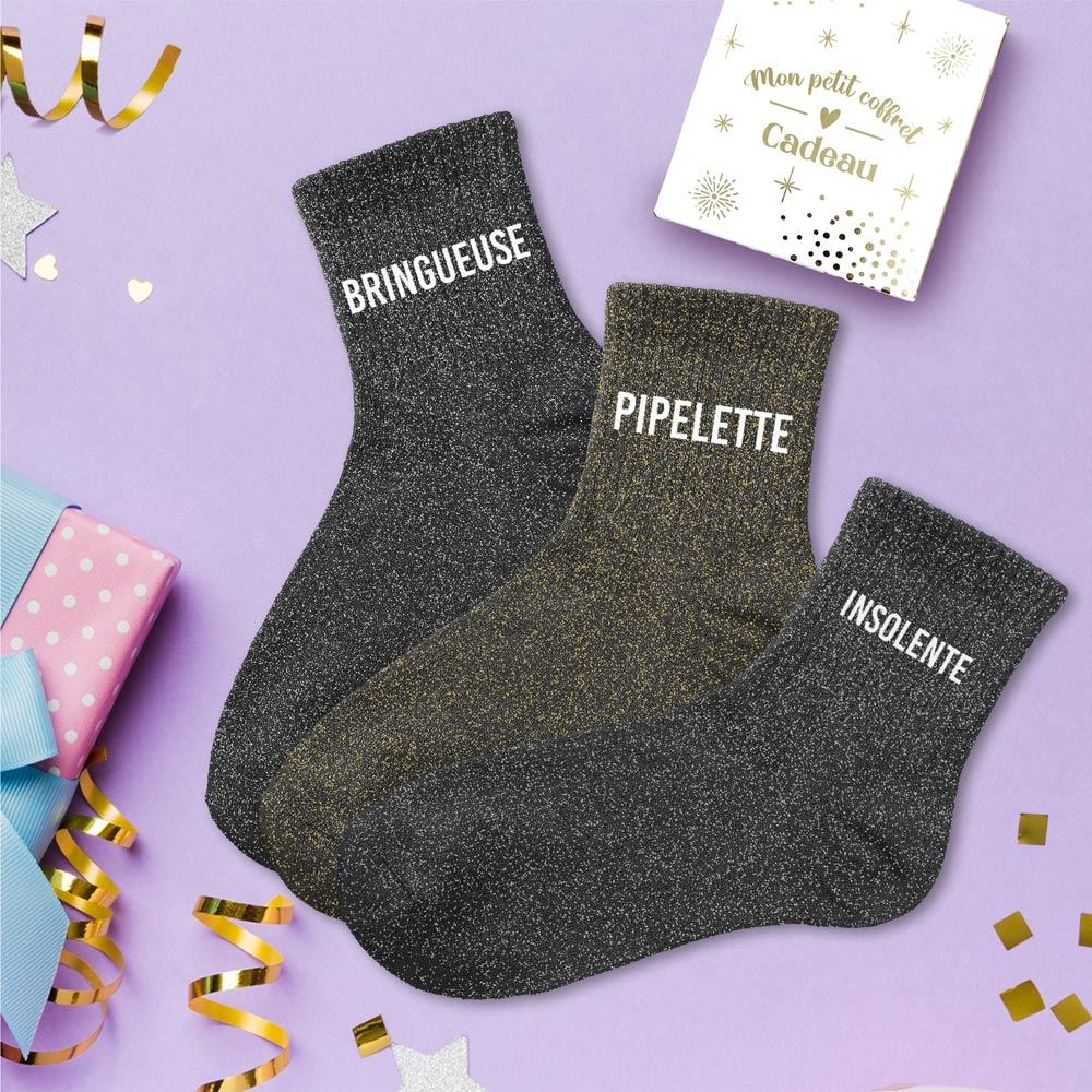 COFFRET TRIO CHAUSSETTES A PAILLETTES