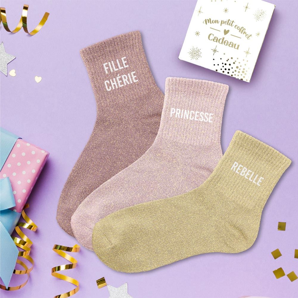 COFFRET TRIO CHAUSSETTES A PAILLETTES