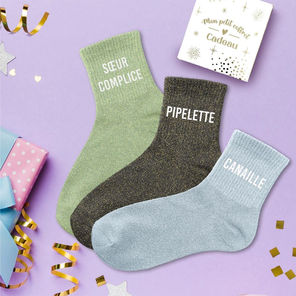 COFFRET TRIO CHAUSSETTES A PAILLETTES