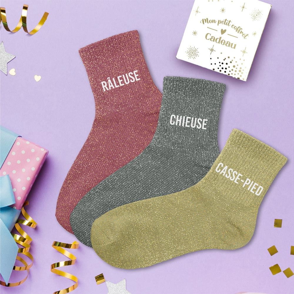 COFFRET TRIO CHAUSSETTES A PAILLETTES