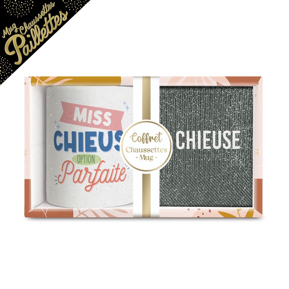 COFFRET DUO MUG CHAUSSETTES A PAILLETTES