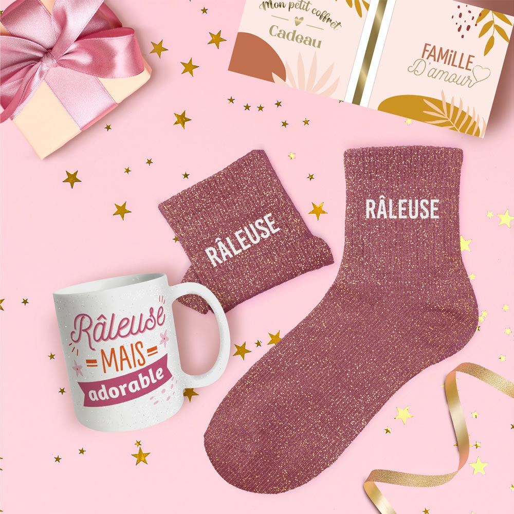 COFFRET DUO MUG CHAUSSETTES A PAILLETTES